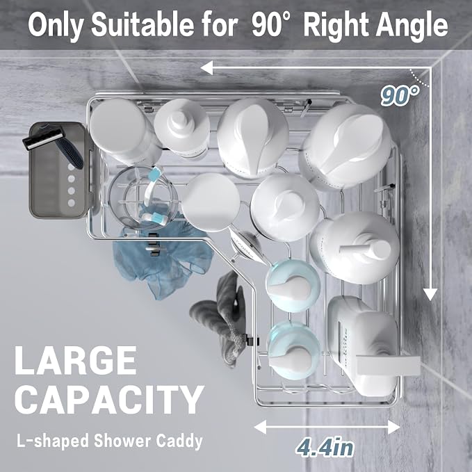 Corner Shower Caddy Shelf Rack: 2 Pack Adhesive Shower Organizer Essentials - Image 3