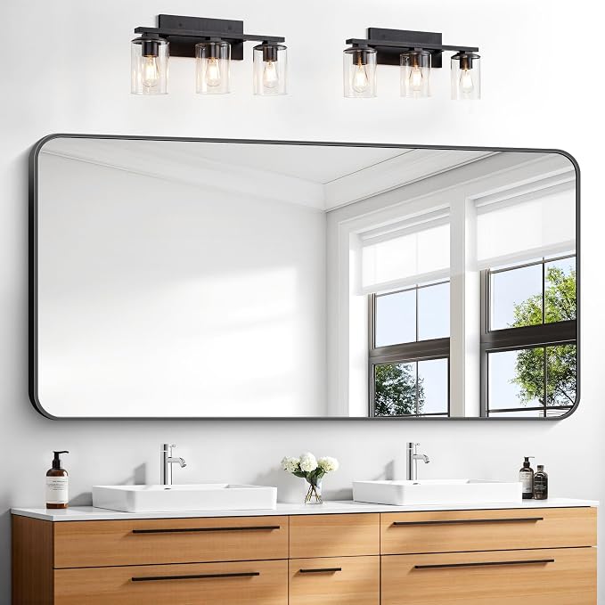 BONEWEI 30x60 inch Bathroom Mirror, Wall Mounted Bathroom Frame Vanity Mirror by BONEWEI