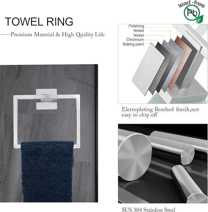 Brushed Nickel Bathroom Towel Bar Set Bathroom Accessories Hardware Set - Image 3