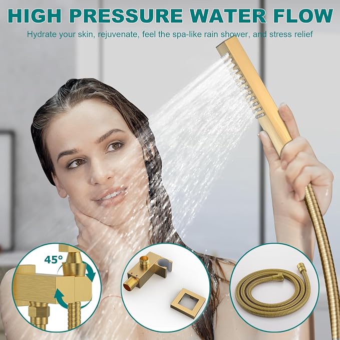 Brushed Gold Shower System, STARBATH 12 inch Rainfall Shower Head - Image 5