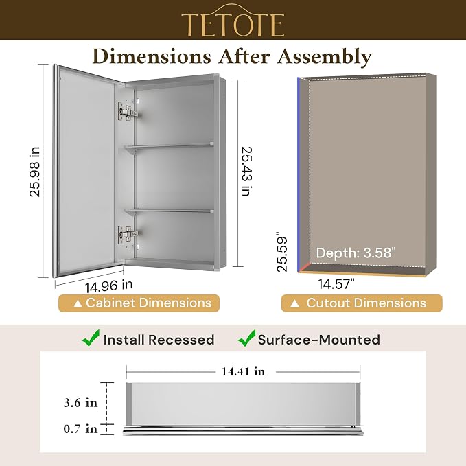 TETOTE 15 x 26 Bathroom Mirror - Image 2