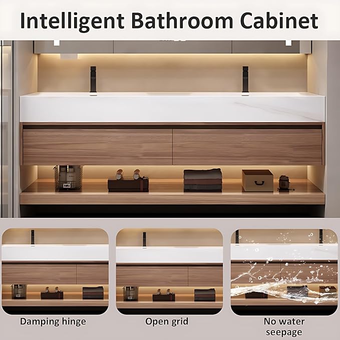 Luxury Bathroom Vanities, Defogging LED Lighted Mirror, Bathroom Cabinet - Image 4
