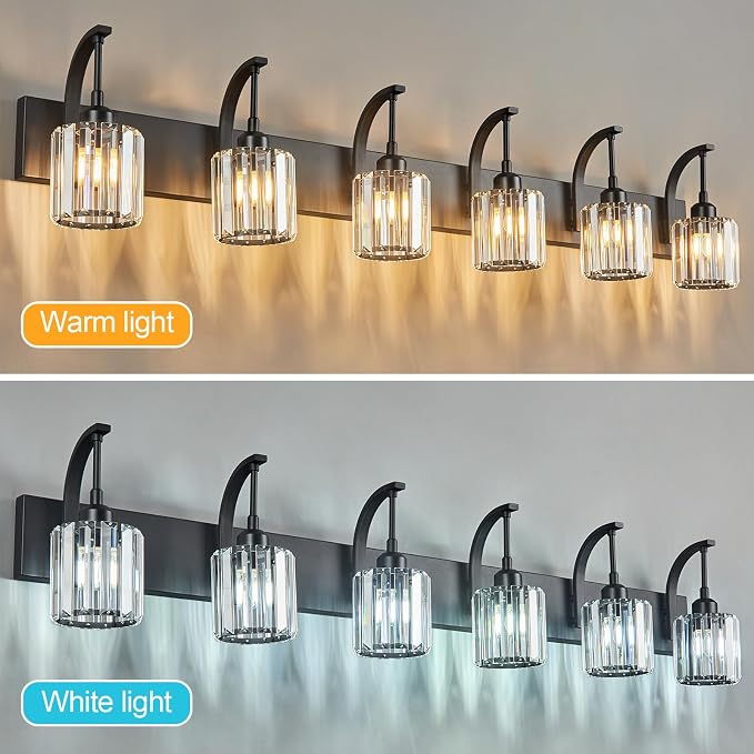 6-Light Crystal Vanity Light, 51.18" Long Over Mirror Lighting - Image 3