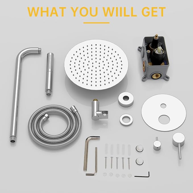 BESy Shower System with 10 Inch Round Rain Shower Head and Handheld Wall Mounted - Image 9