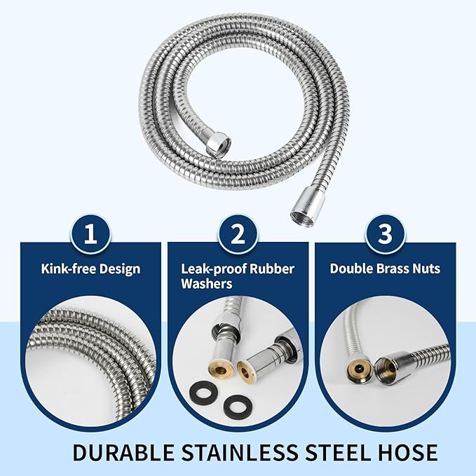 Hand Held Shower Head, High Pressure 6 Spray Mode Handheld Showerhead, Chrome - Image 4