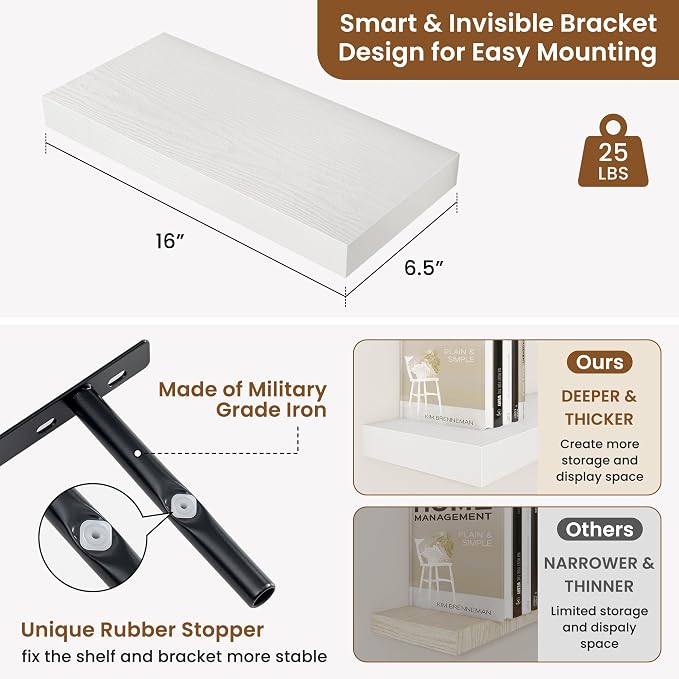 fuqing Floating Shelves for Wall, Wall Mounted Wood Floating Shelf - Image 2