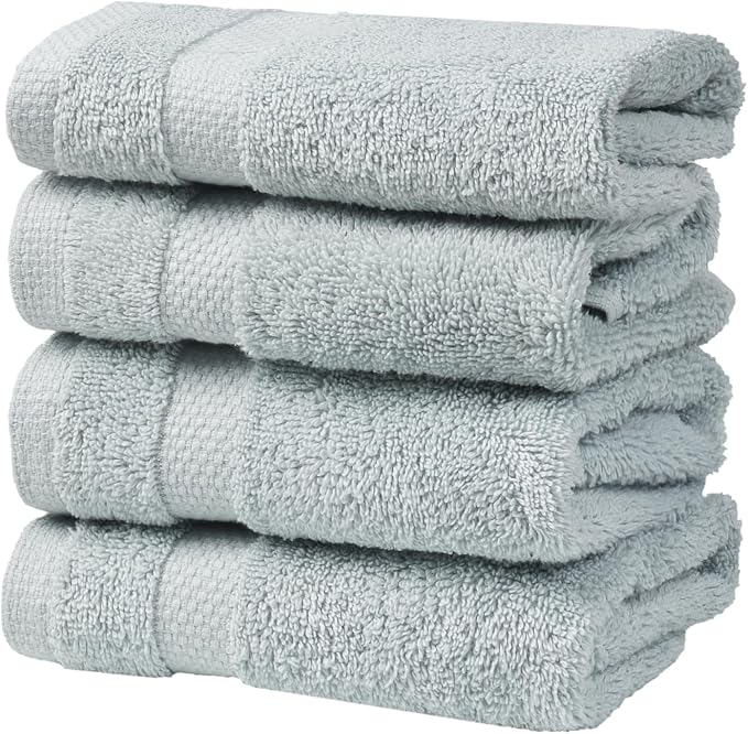 SOFE H&L | Olea Luxury Turkish Cotton Bath Towels Set of 4 : 4 Wash Cloths by SOFEHomeLiving
