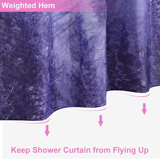 ORTIGIA Purple Misty Forest Shower Curtain - Image 6