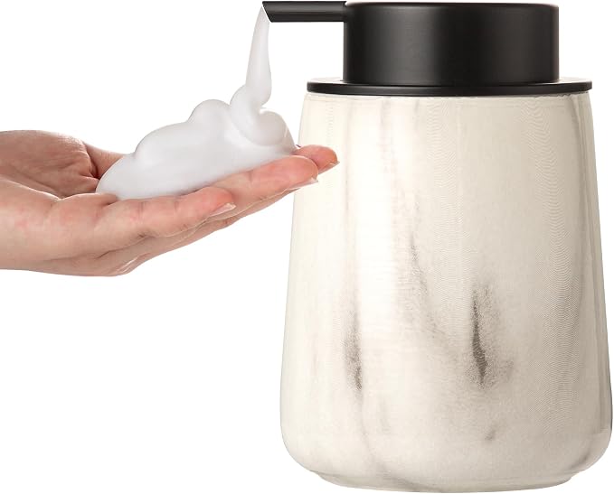 Enra Ceramic Foaming Soap Dispenser, 12 oz Marble Foam soap Dispenser Bathroom by Enra