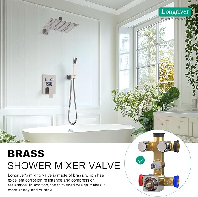 Push Button Diverter Shower Faucet Set Hydro Power Temperature Display - Image 6
