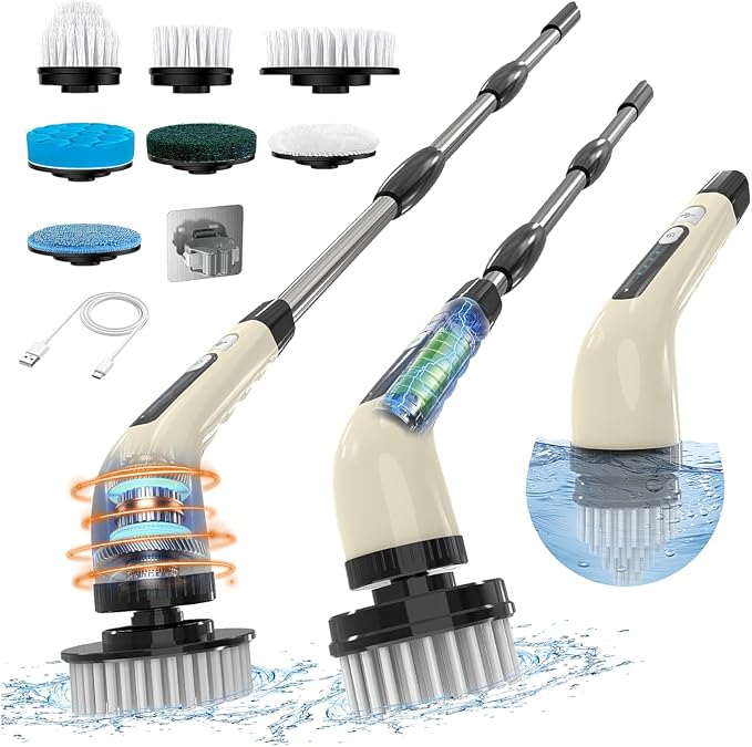 Electric Spin Scrubber, Cordless Cleaning Brush, Shower Scrubber by Unknown