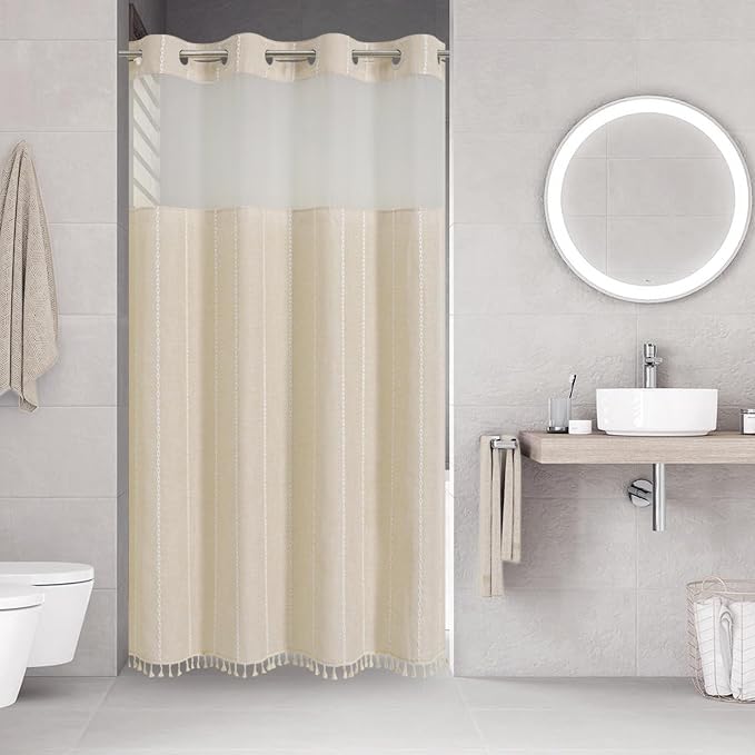 No Hook Stall Shower Curtain by EACHOPE