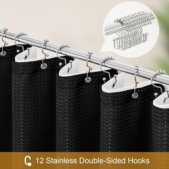 3 in 1 Long Shower Curtain Set-72 W x 78 H, Waterproof Fabric - Image 3