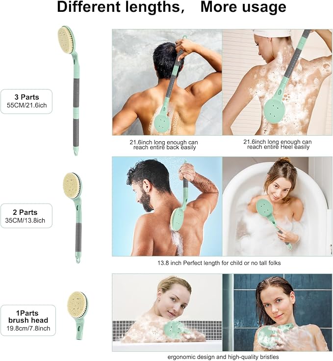 Back Scrubber Anti Slip for Shower, 21.7” Detachable Back Bath Brush for Shower - Image 6