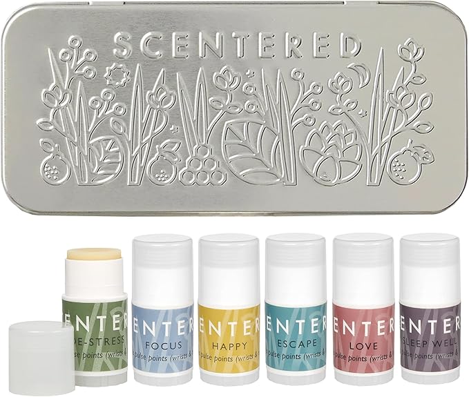 Scentered Aromatherapy Gift Set, Mini Roll On Essential Oil Balms by Scentered
