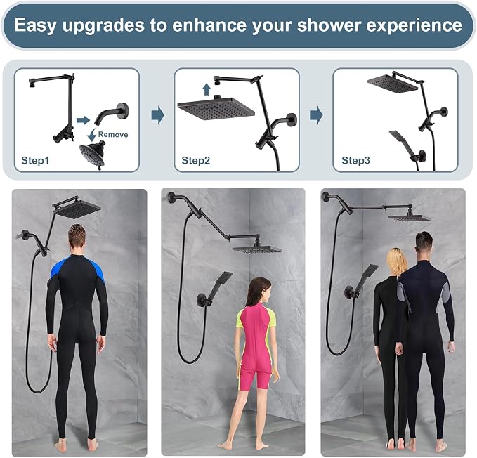 BRIGHT SHOWERS High Pressure Rain Shower Head Combo - Image 3