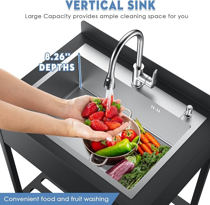 33inch Stainless Steel Freestanding Utility Sink - Image 2