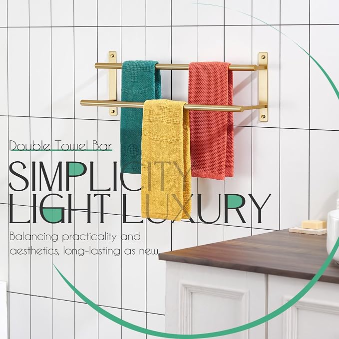 KOKOSIRI 24 Inch Bathroom Towel Racks Double Towel Bar Bath Towel Holder Towel - Image 3