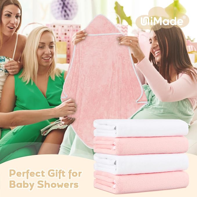 Hooded Towel for Newborn, 4 Pack Soft Coral Fleece Baby Towels, Ultra Absorbent - Image 7