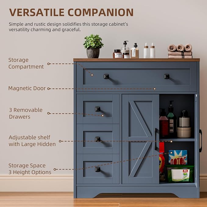 Vabches Farmhouse Storage Cabinet - Image 3