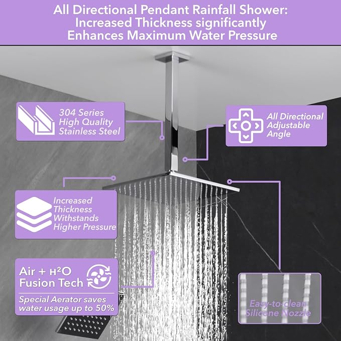 VANFOXLE Shower Faucet Set Chrome Shower System, Push Button Diverter Shower - Image 2
