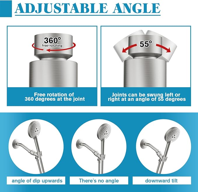 Shower Head Holder for Handheld Shower Head Adjustable Shower Arm Holder - Image 6