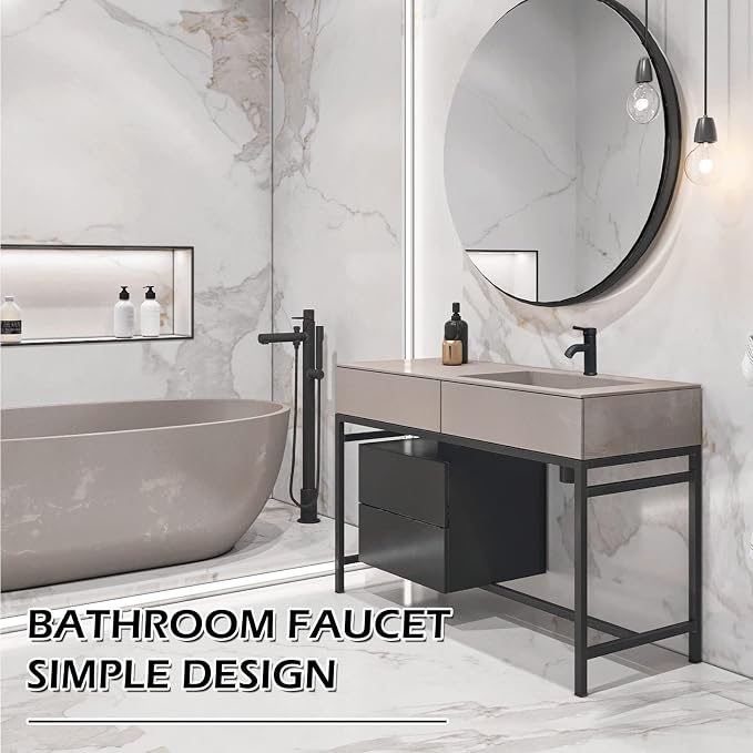 Matte Black Bathroom Faucet Single Hole Single Handle Aerator Spout Bath Basin - Image 6