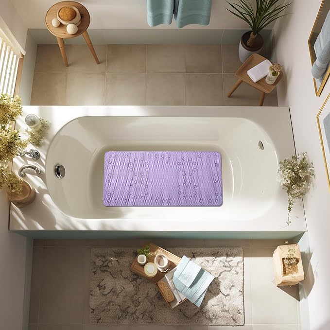 Bathtub Mat Non Slip 36” X 17” Purple Shower Mat Soft Foam Bath Mats - Image 8