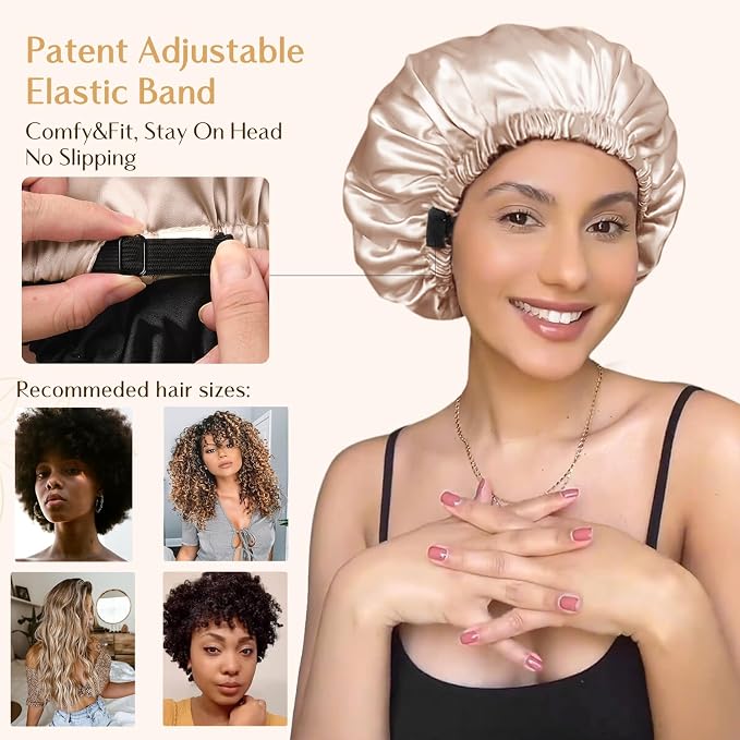 YANIBEST Adjustable Satin Bonnet Double Layer Hair Bonnet - Image 3