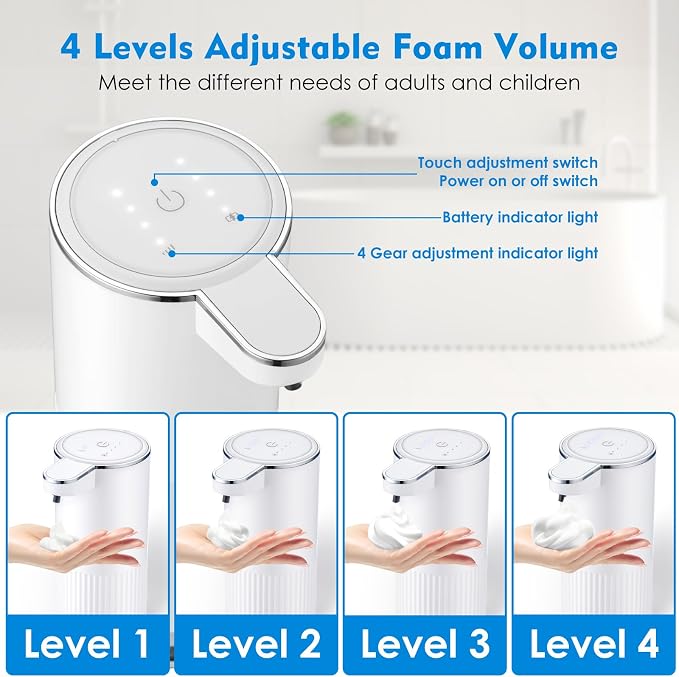 Automatic Foaming Soap Dispenser, 4-Level Adjustable Electric Foam Hand Soap - Image 3