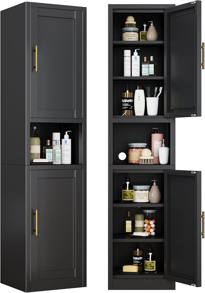 66.93" Tall Narrow Bathroom Cabinet, Steel Corner Floor Cabinet by GAIOUS