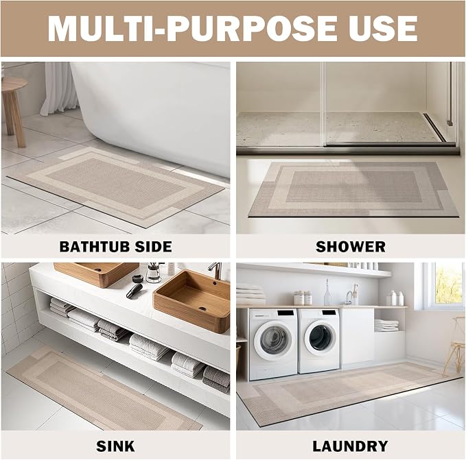 Non Slip Long Bathroom Runner Rug Bath Mat, Rubber Backing Ultra Thin Bathroom - Image 8