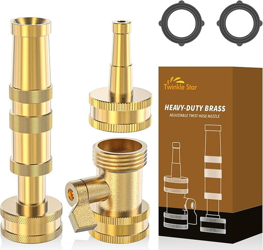 Twinkle Star Heavy-Duty Brass Adjustable Twist Hose Nozzle, High Pressure Hose by TwinkleStar