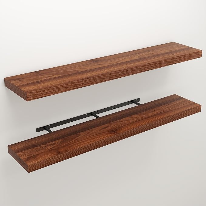 Floating Shelves for Wall, 9.3" Deep Wall Mounted Rustic Wood Shelves for - Image 3