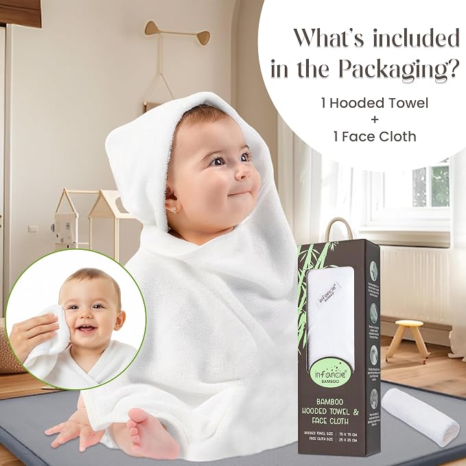 Bamboo Hooded Baby Towel with Face Cloth – 1 Hooded Towel & 1 Washcloth – Ultra - Image 4