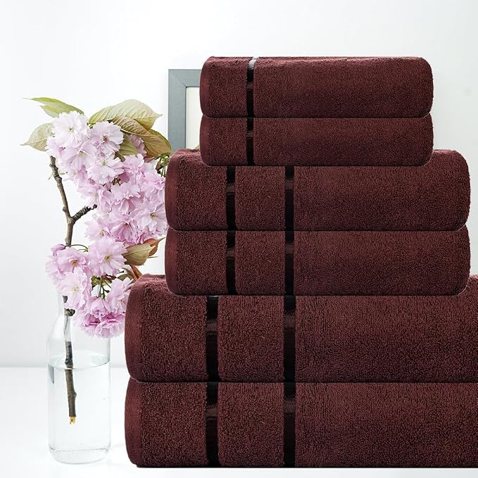 CASA COPENHAGEN Eternal 6 Pieces Towel Set- Brown, 500 GSM 2 Bath Towel 2 Hand - Image 2