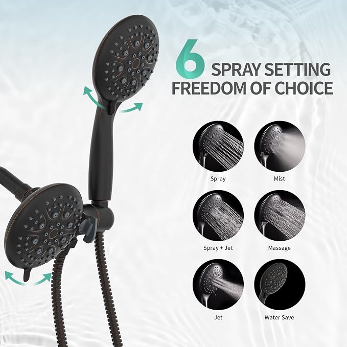 SR SUN RISE High Pressure 3-Way Rainfall Shower Faucet, 3 in 1 Shower Head and - Image 4