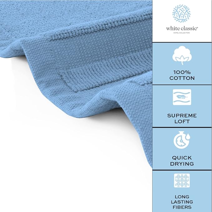 White Classic Luxury Bath Mat Floor Towel Set - Image 6