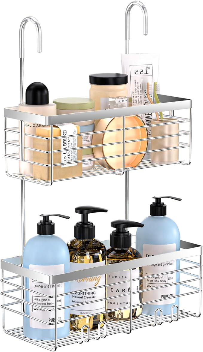 YUOROS Shower Caddy Hanging, 2 Tier Over the Door Shower Organizer Rack 304 by YUOROS