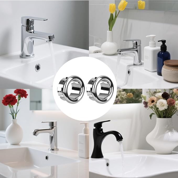 6pcs Sink Overflow Ring, Chrome Plated Bathroom Sink Overflow Trim Ring Cover - Image 7