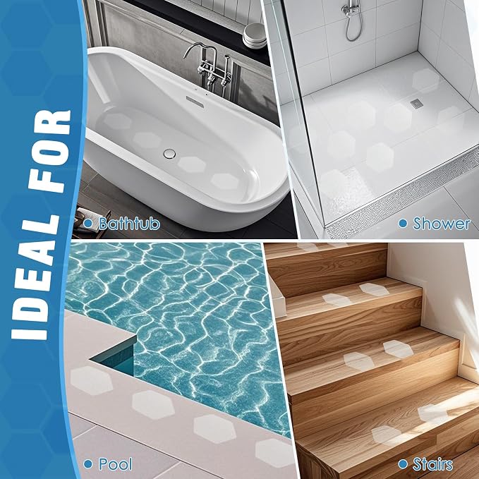 S&X 24 Pcs Anti Slip Shower Stickers, Oversized Non Slip Bathtub Stickers - Image 6