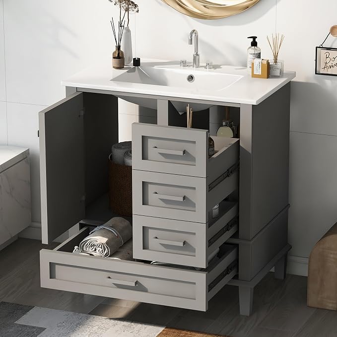 30" Bathroom Vanity, Modern Bathroom Cabinet - Image 3