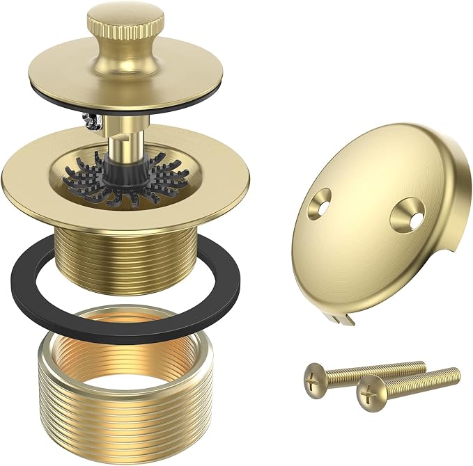 Brushed Gold Bathtub Drain Bath Tub Trim Set Conversion Kit Assembly, All Brass by Citymoor