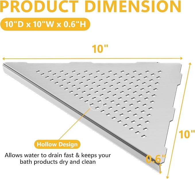 Neodrain 10 Inch Brushed Shower Shelves Corner Shelf - Image 2