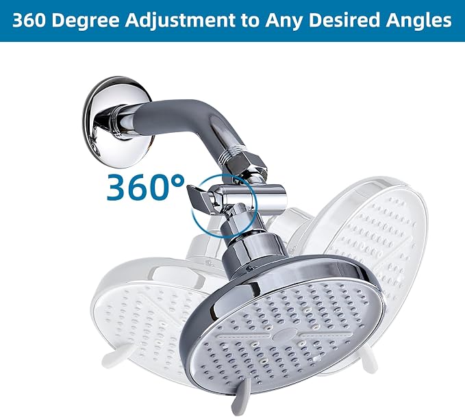 Adjustable Shower Head Extension Arm, 360° Swivel Elbow Adapter, Stainless - Image 2