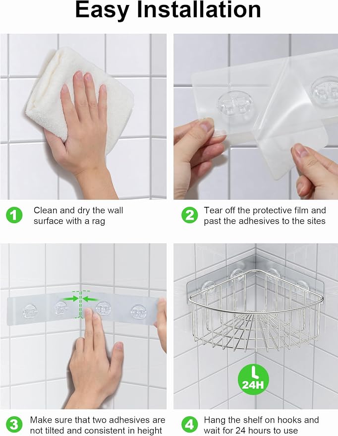 SMARTAKE 2-Pack Corner Shower Caddy Deep Basket Design, SUS304 Stainless Steel - Image 4