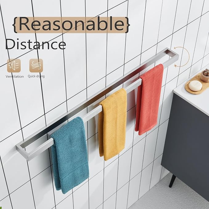 KOKOSIRI Towel Bar Brushed Nickel Bath Towel Hanger Holder 32-Inch Kitchen Rack - Image 7