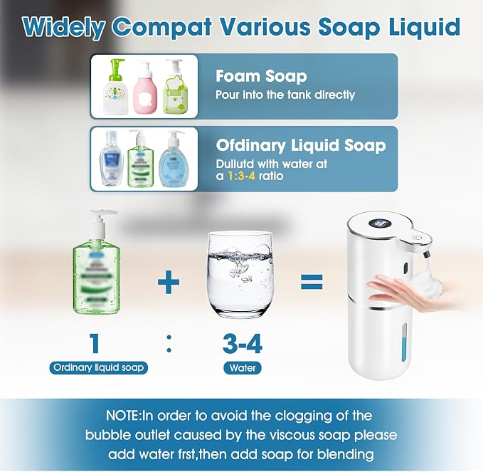 2 Pack Automatic Soap Dispenser, 12.8oz/380ml USB Rechargeable Touchless - Image 2