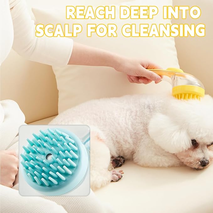 Pet Bath Brush, Dog Shampoo Brush Bubble Maker, New 2 in 1 Dog Bath Brush - Image 3