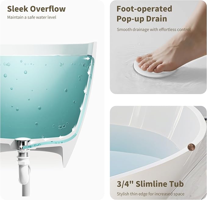 63" Freestanding Solid Surface Bathtub - Image 7
